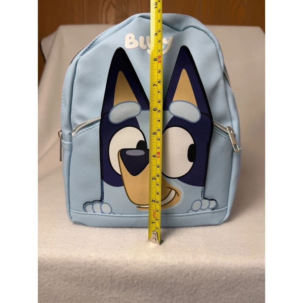 Bluey Kids Mini Backpack Light Blue Faux Leather Small Travel Bag 10x8